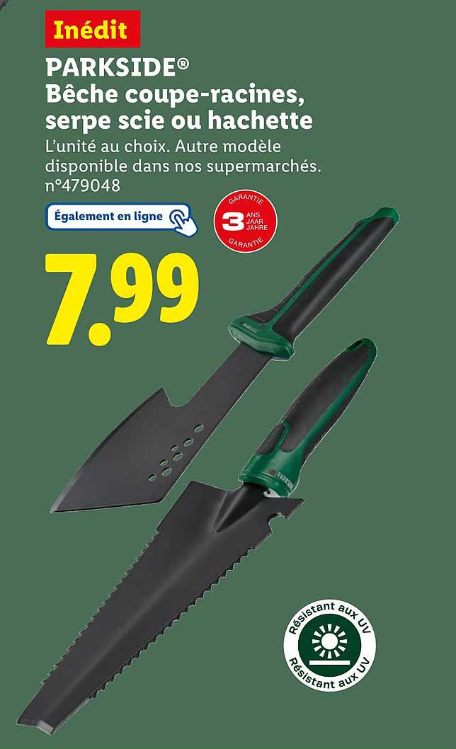 Inédit PARKSIDE® Bêche coupe-racines, serpe scie ou hachette