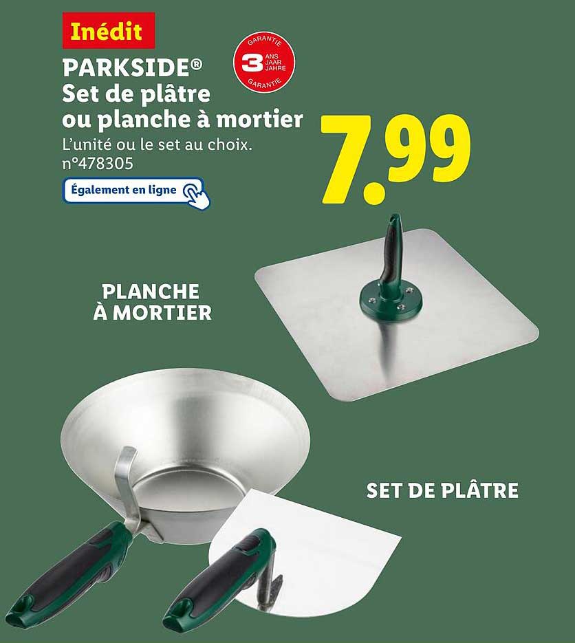 Inédit PARKSIDE® Set de plâtre ou planche à mortier