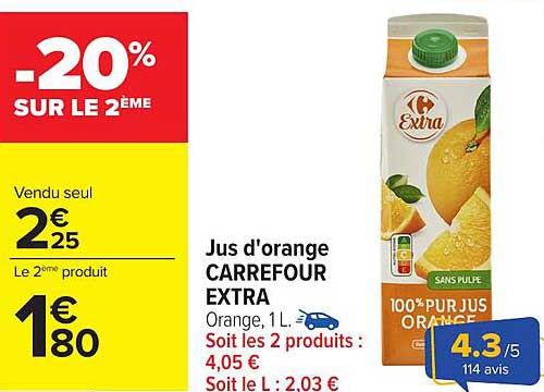 Jus d'orange CARREFOUR EXTRA