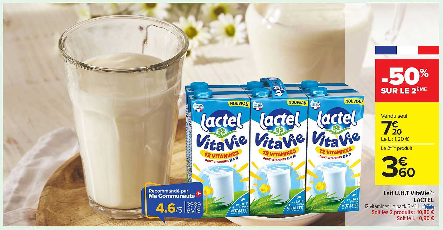 Lait U.H.T VitaVie 12 vitamines - Lactel