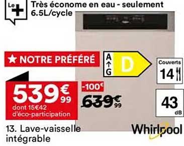 Lave-vaisselle intégrable Whirlpool - Notre Préféré