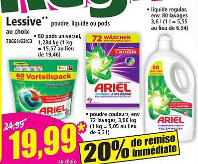 Lessive** poudre, liquide ou pods au choix