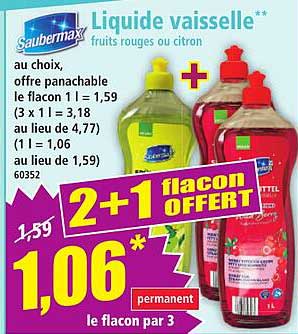 Liquide vaisselle (fruits rouges ou citron)