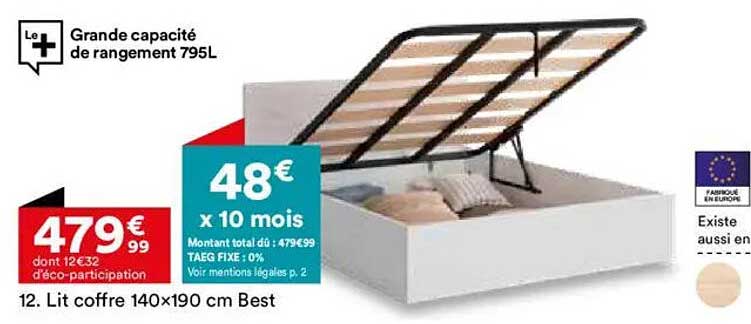 Lit coffre 140x190 cm Best