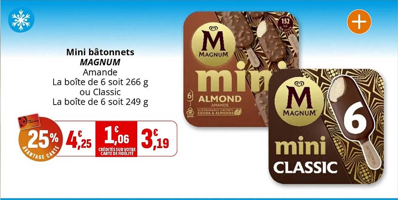 Mini bâtonnets MAGNUM Amande ou Classic