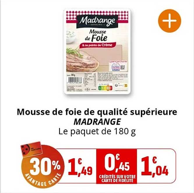 Mousse de foie de qualité supérieure MADRANGE Le paquet de 180 g