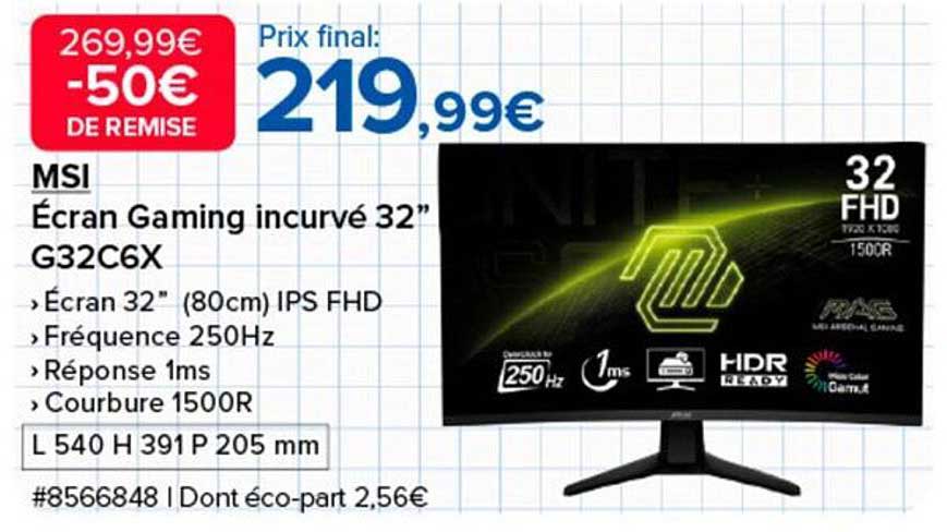 MSI Écran Gaming incurvé 32" G32C6X