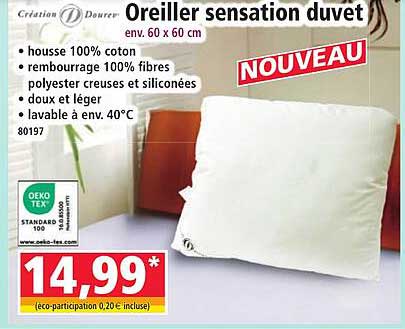 Oreiller sensation duvet