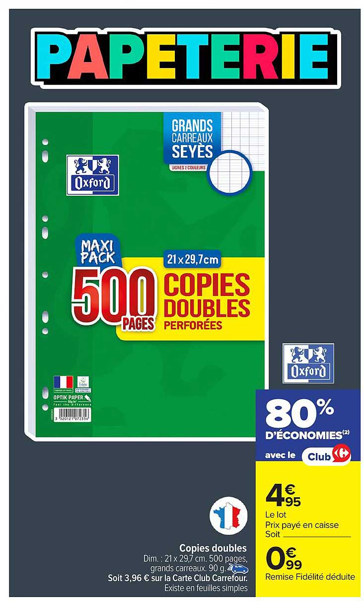 Papeterie - Maxipack 500 copies doubles perforées