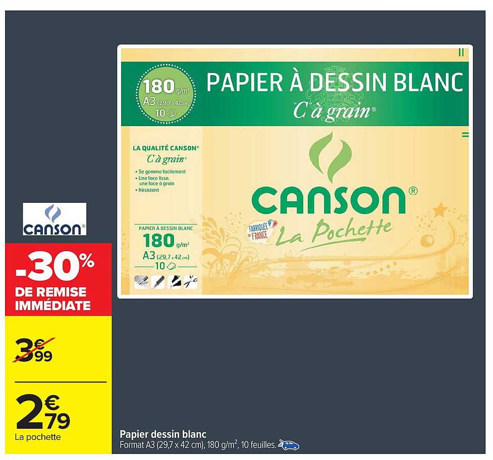 PAPIER À DESSIN BLANC C'À GRAIN
