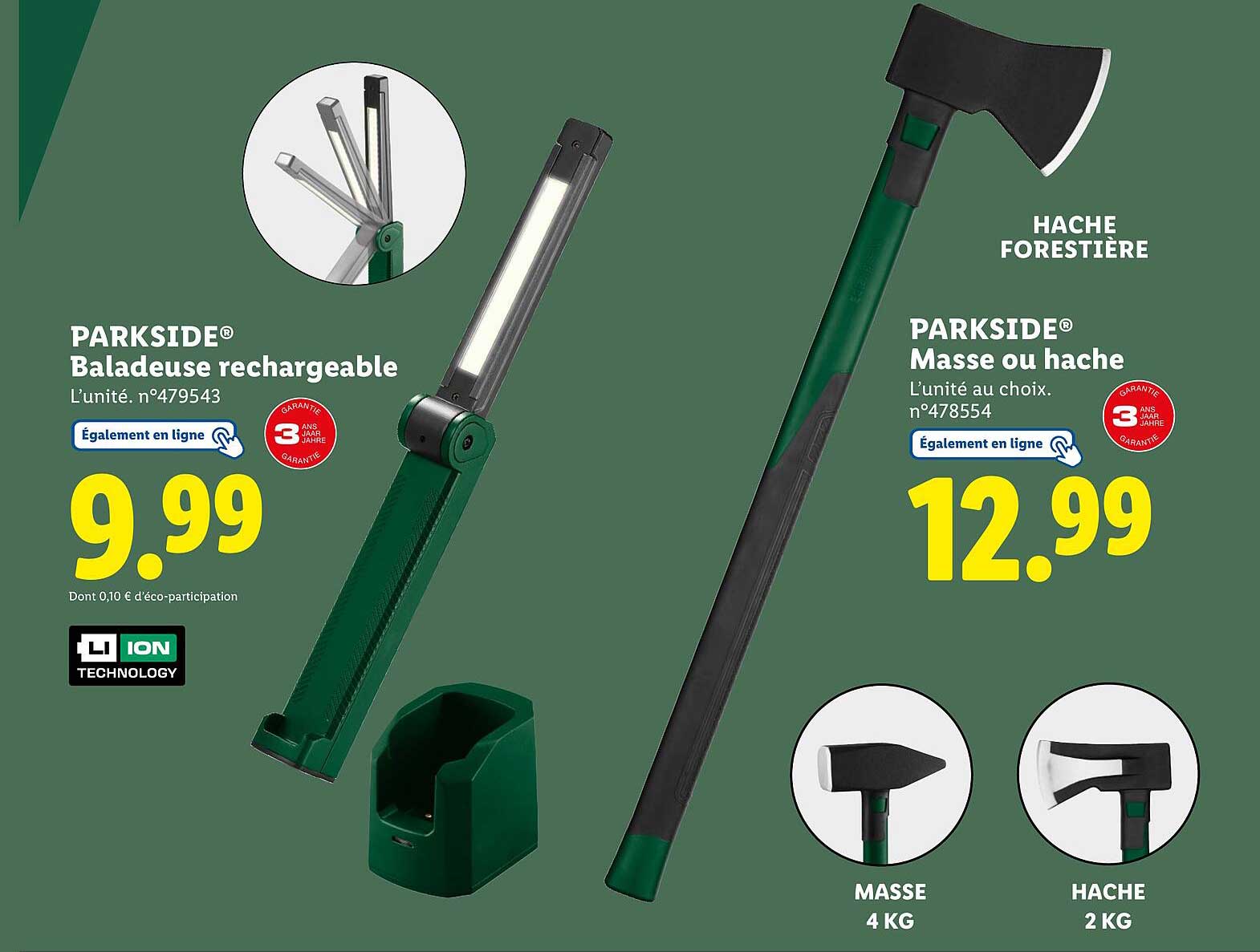 PARKSIDE® Baladeuse rechargeable / PARKSIDE® Masse ou hache
