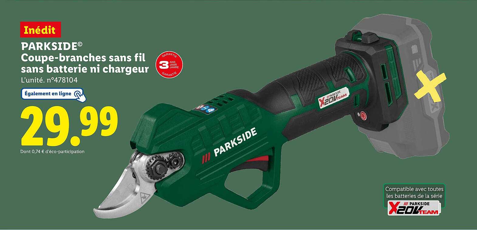 PARKSIDE® Coupe-branches sans fil sans batterie ni chargeur