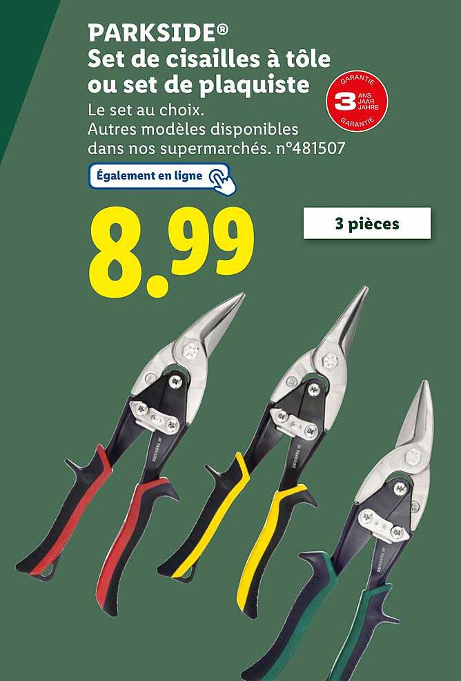 PARKSIDE® Set de cisailles à tôle ou set de plaquiste