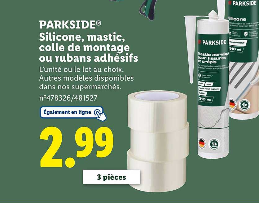 PARKSIDE® Silicone, mastic, colle de montage ou rubans adhésifs