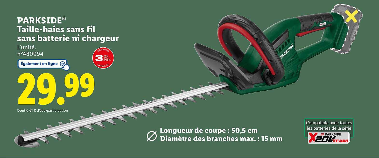 PARKSIDE® Taille-haies sans fil sans batterie ni chargeur