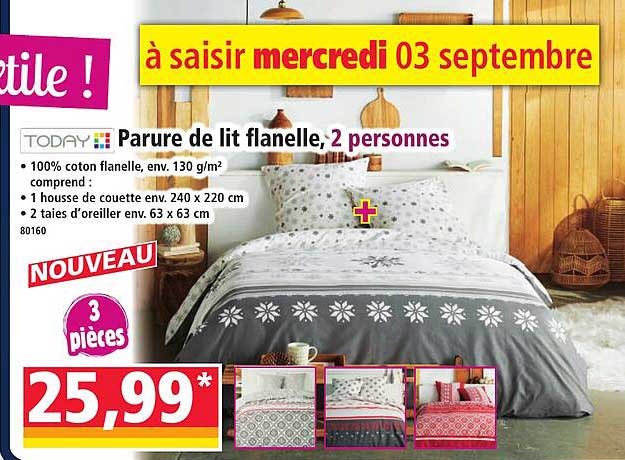 Parure de lit flanelle, 2 personnes