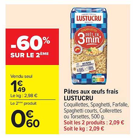 Pâtes aux œufs frais LUSTUCRU
