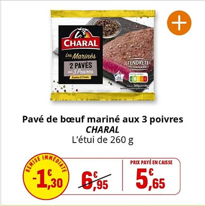 Pavé de bœuf mariné aux 3 poivres CHARAL