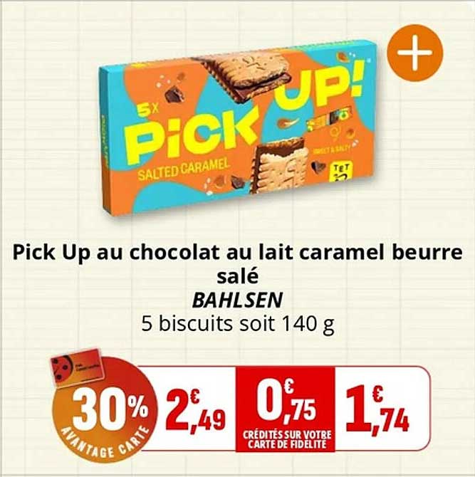Pick Up au chocolat au lait caramel beurre salé BAHLSELN 5 biscuits soit 140 g
