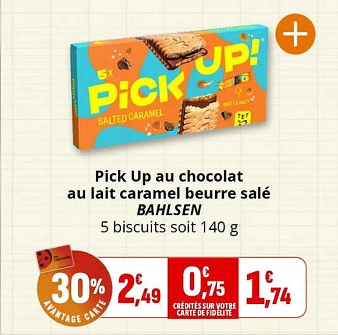 Pick Up au chocolat au lait caramel beurre salé BAHLSEN