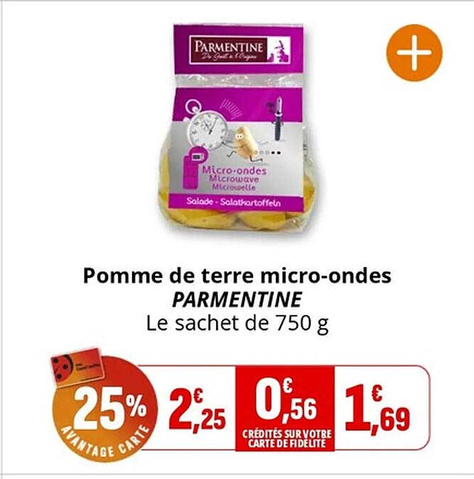 Pomme de terre micro-ondes PARMENTINE Le sachet de 750 g