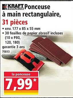 Ponceuse à main rectangulaire, 31 pièces