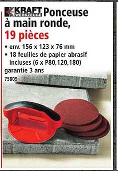 Ponceuse à main ronde, 19 pièces