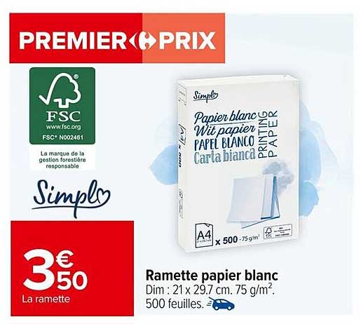 Ramette papier blanc