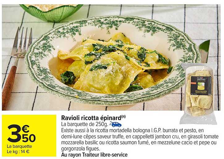 Ravioli ricotta épinard(n)