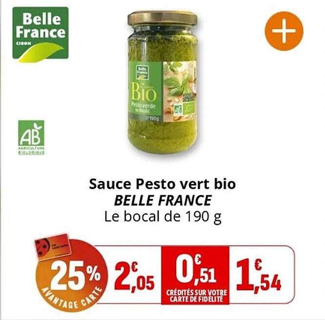 Sauce Pesto vert bio BELLE FRANCE