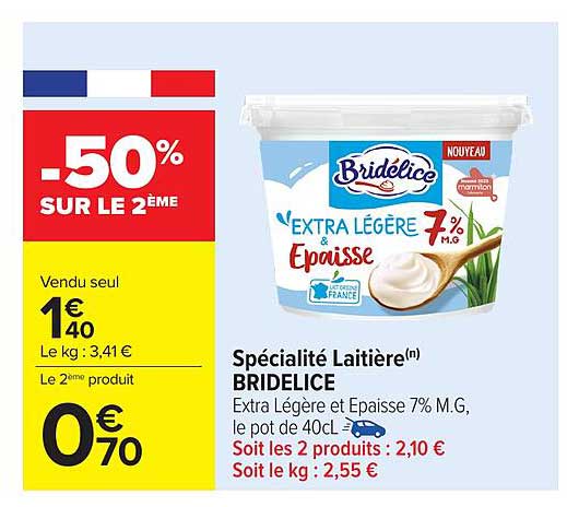 Spécialité Laitière(n) BRIDELICE Extra Légère & Épaissie 7% M.G.