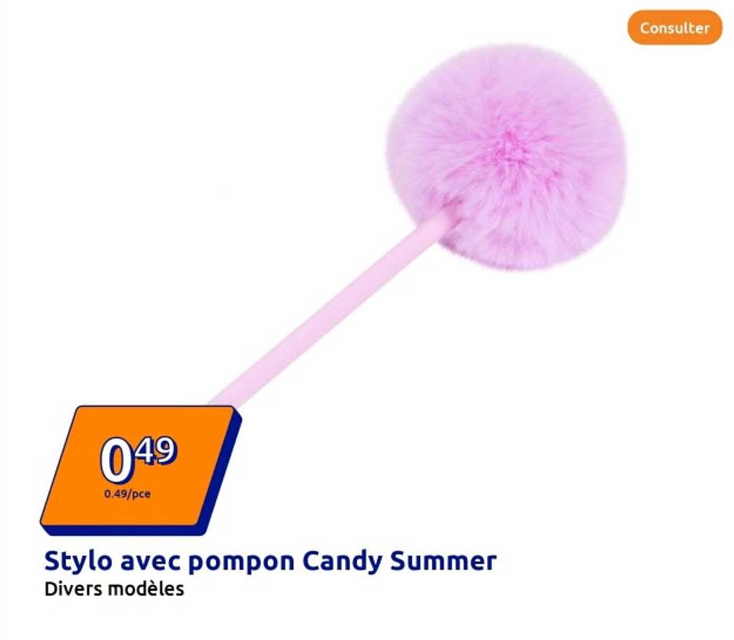 Stylo avec pompon Candy Summer