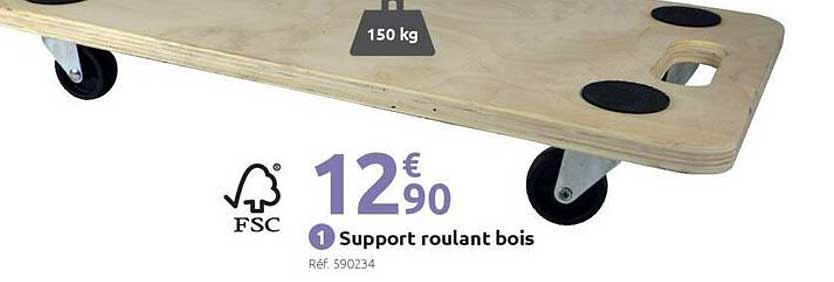 Support roulant bois
