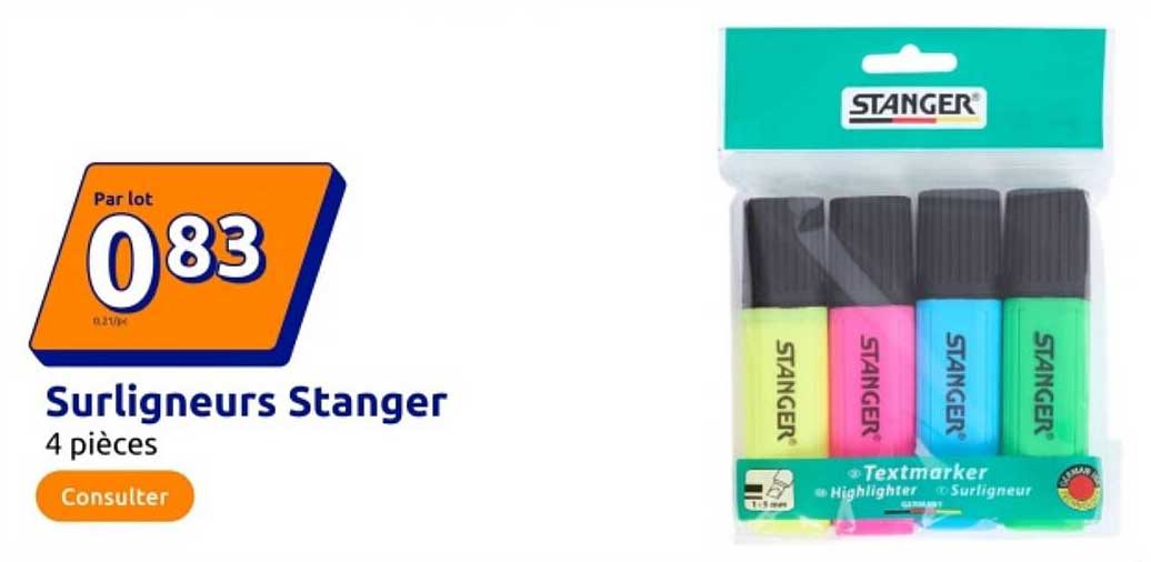 Surligneurs Stanger 4 pièces
