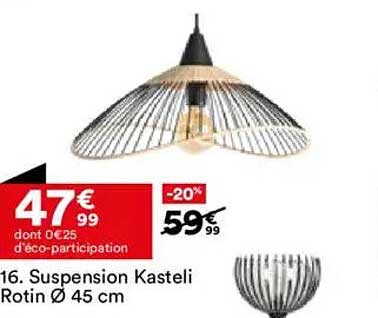 Suspension Kasteli Rotin Ø 45 cm