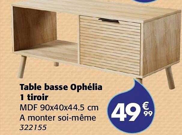 Table basse Ophélia 1 tiroir