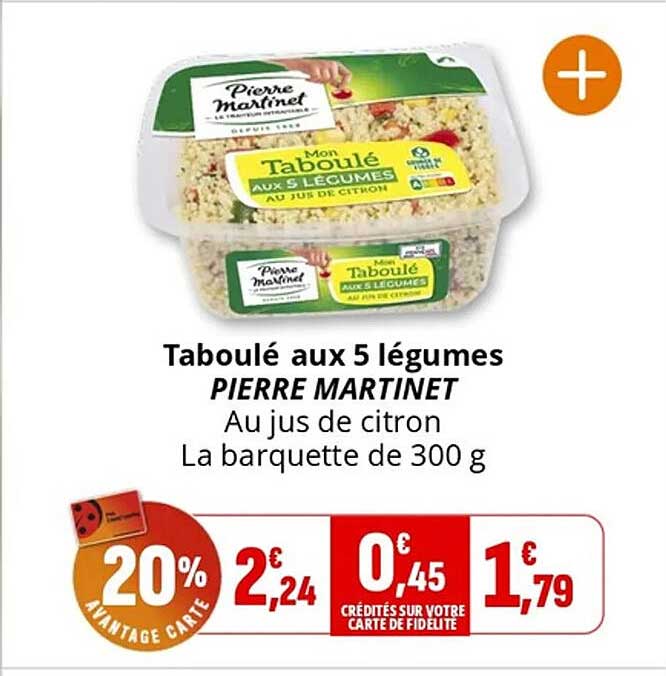 Taboulé aux 5 légumes PIERRE MARTINET au jus de citron