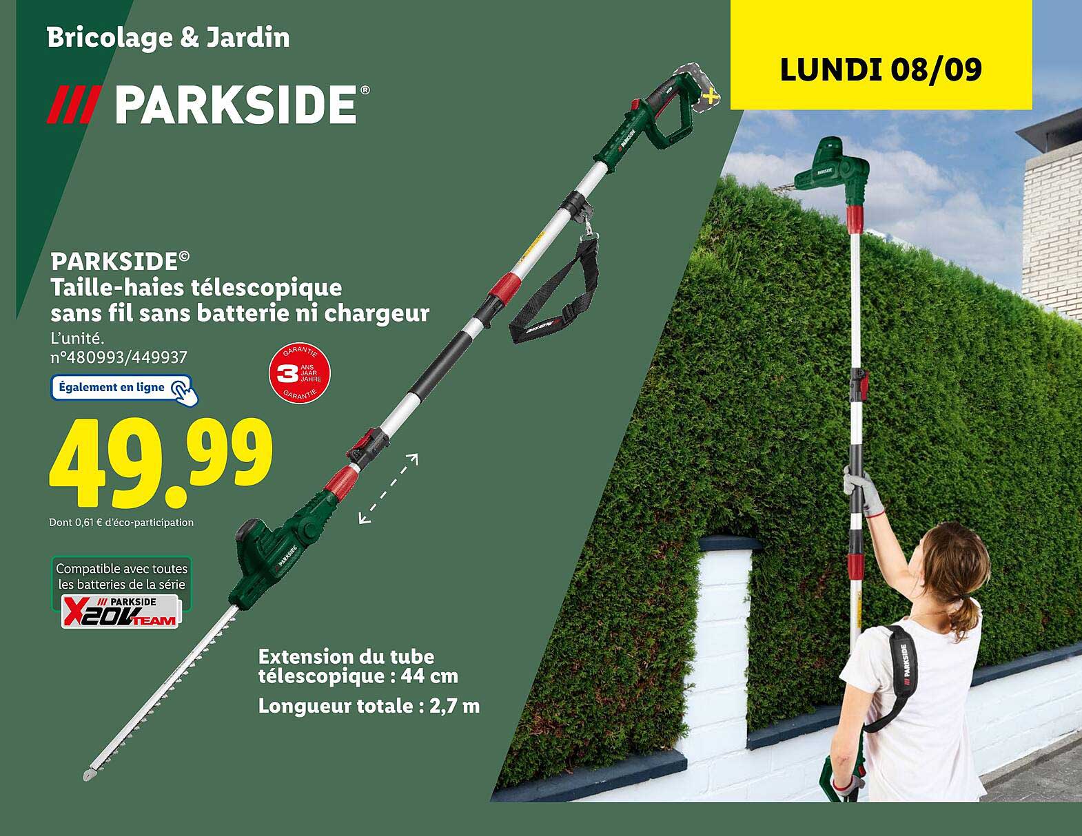 Taille-haies télescopique sans fil sans batterie ni chargeur