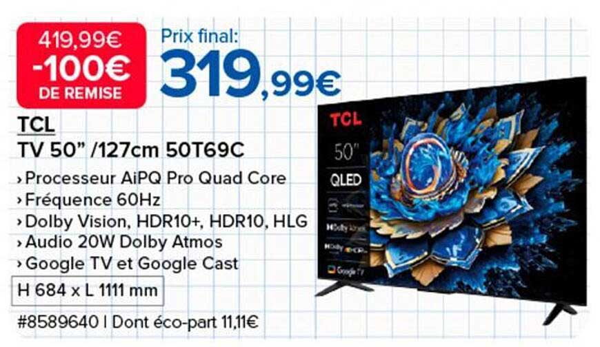 TCL TV 50”/127cm 50T69C