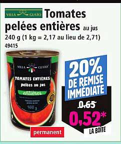 Tomates pelées entières au jus