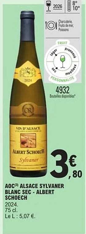 AOC(®) ALSACE SYLVANER BLANC SEC - ALBERT SCHOECH