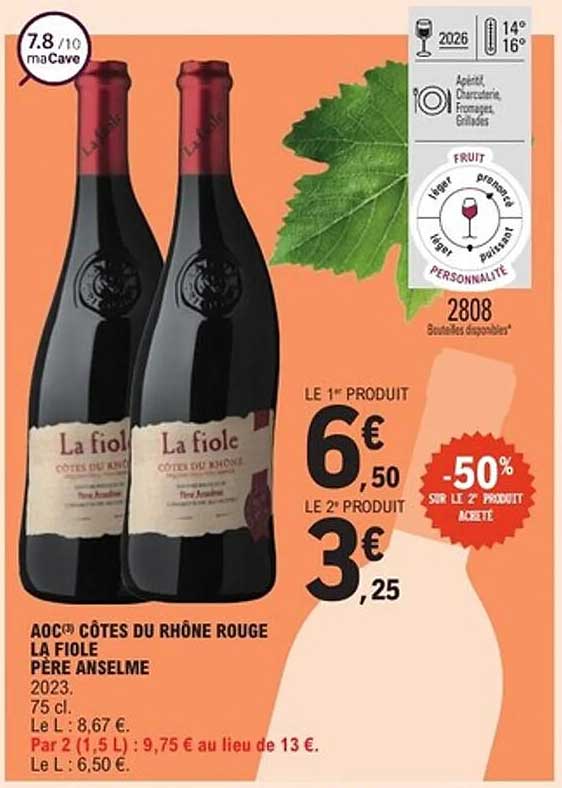 AOC Côtes du Rhône Rouge La Fiole Père Anselme