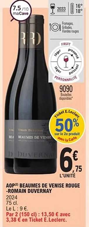 AOP BEAUMES DE VENISE ROUGE - ROMAIN DUVERNAY