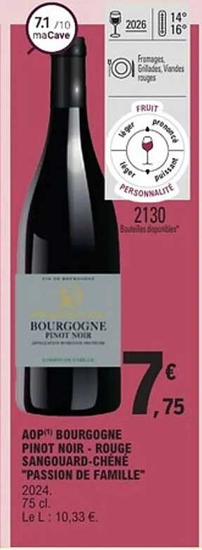 AOP Bourgogne Pinot Noir - Rouge Sangouard-Chêne "Passion de Famille"