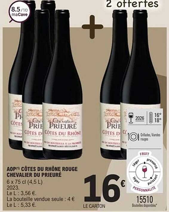AOP Côtes du Rhône Rouge Chevalier du Prieuré 6 x 75 cl