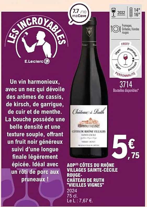 AOP CÔTES DU RHÔNE VILLAGES SAINTE-CÉCILE ROUGE - CHÂTEAU DE RUTH "VIEILLES VIGNES"