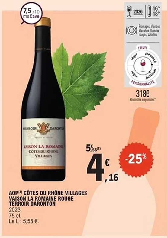 AOP Côtes du Rhône Villages Vaison La Romaine Rouge Terroir Daronton