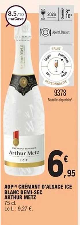 AOP Crémant d'Alsace Ice Blanc Demi-Sec Arthur Metz