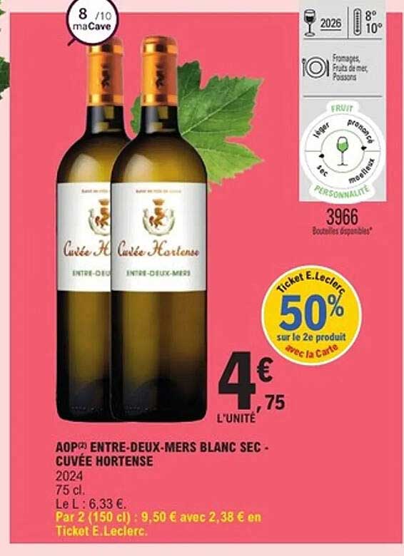 AOP ENTRE-DEUX-MERS BLANC SEC - CUVÉE HORTENSE