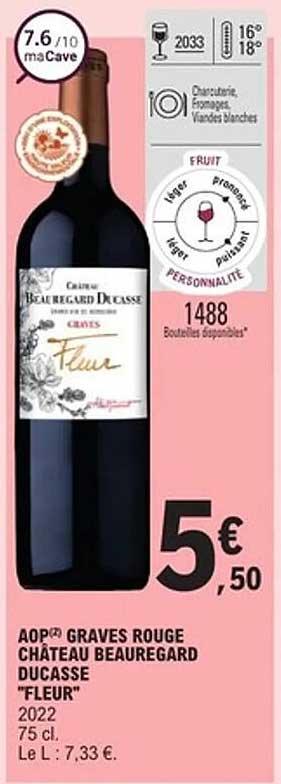 AOP Graves Rouge Château Beauregard Ducasse "Fleur" 2022